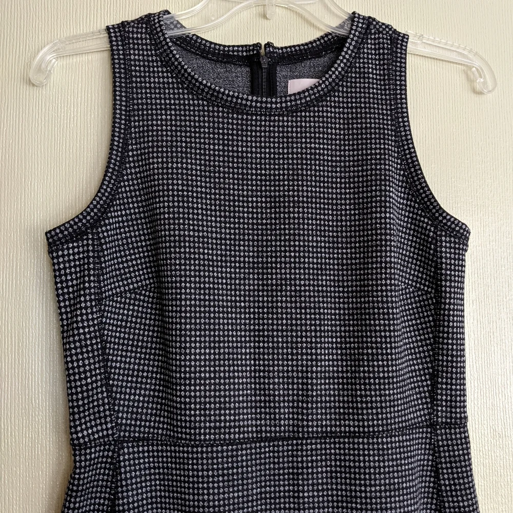 Loft Sheath Dress Black Ponte Knit Patterned Sleeveless - Picture 6 of 17